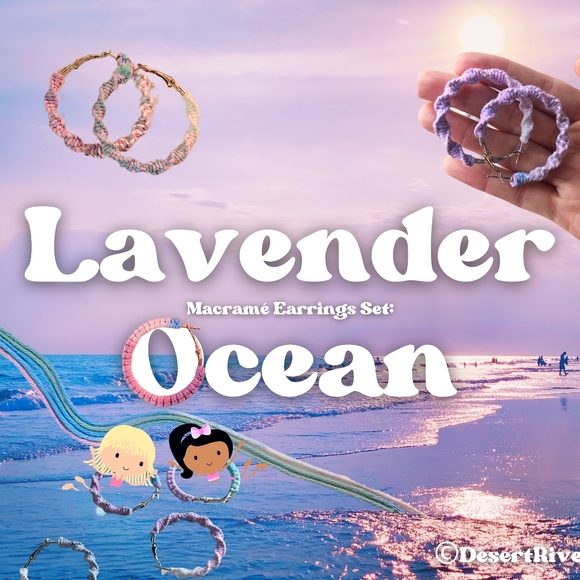 🐚Host pick🐚 Handmade Macrame Earrings: Lavender Ocean Collection Multi-colour - Picture 2 of 5